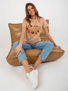Camel women's T-shirt with print and inscription