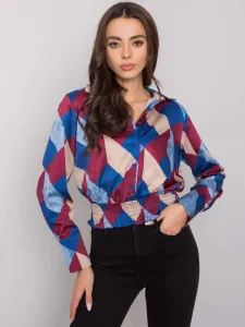 Chestnut blue lady's blouse with patterns