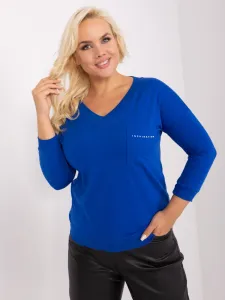 Cobalt blue plus size blouse with pocket