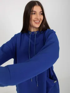 Cobalt blue sweatshirt plus size basic with pockets