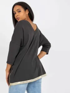 Cotton blouse in khaki size plus #5367310