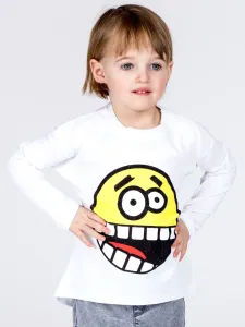 Cotton children's blouse with white emoticon print #5027374