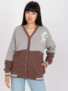 Cotton grey-brown sweatshirt with zipper