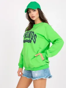 Cotton sweatshirt green and dark blue without hood