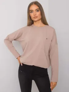 Dark beige cotton blouse with long sleeves