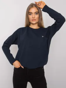 Dark blue cotton blouse with long sleeves #4758940