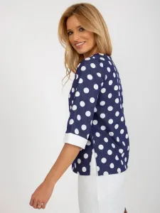 Dark blue polka dot blouse with 3/4 sleeves #7361575