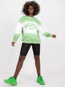 Dark green and white hoodless loose cut sweatshirt