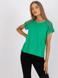 Dark green casual blouse with short sleeves RUE PARIS