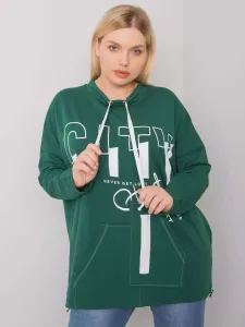 Dark green larger sweatshirt with printed design and pockets