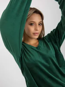Dark green velour blouse with V-neck by RUE PARIS