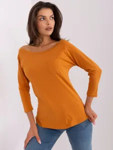 Dark orange blouse with 3/4 sleeves #7394246