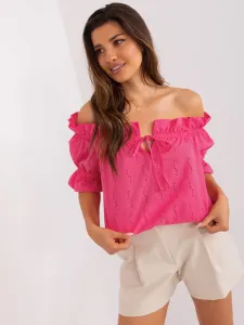 Dark pink Spanish blouse with openwork patterns #7367987