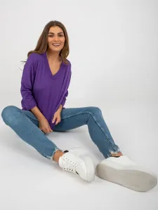 Dark purple basic blouse with 3/4 sleeves