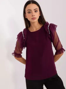 Dark purple formal blouse with slits