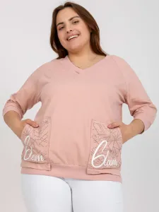 Dusty pink blouse plus size with patch and lettering