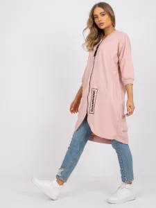 Dusty pink cotton sweatshirt with long zipper #5335185