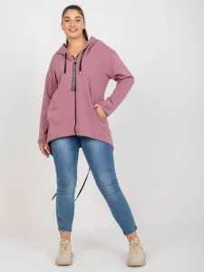 Dusty pink plus size zipper sweatshirt with ribbing