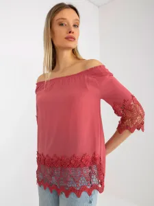 Dusty pink Spanish blouse with decorative trim