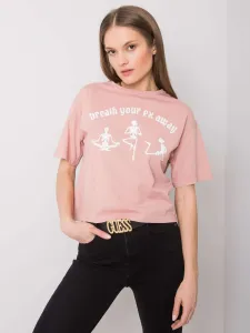 Dusty pink T-shirt with Piper RUE PARIS print #4789211