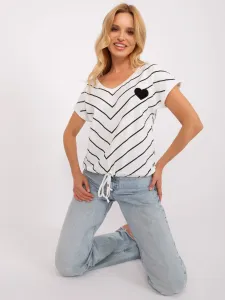 Ecru-black striped blouse