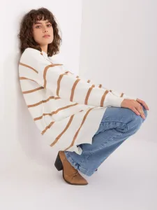 Ecru-brown oversized women's sweater