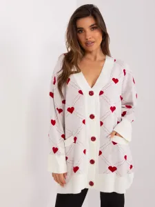Ecru cardigan with heart pattern