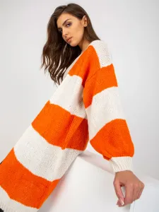 Ecru-orange loose knitted cardigan OCH BELLA