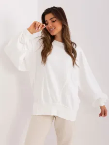 Ecru, plain oversized cotton sweatshirt