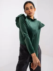 Eugenie green velour blouse with ruffles