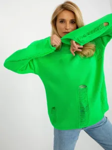 Fluo green oversize sweater with holes and long sleeves