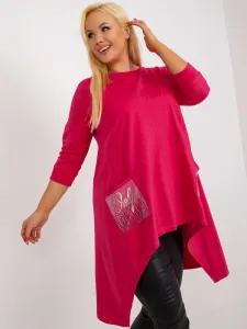 Fuchsia long blouse of larger size with pockets
