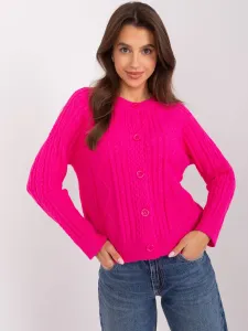 Fuchsia women's cardigan with cables