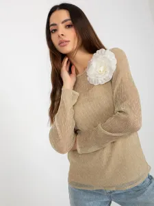 Gold-beige shiny evening blouse with top