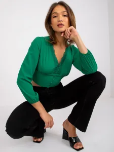 Green Agathe blouse with V-neck