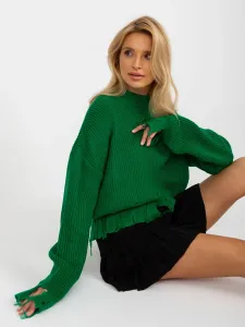 Green loose asymmetrical sweater with holes from RUE PARIS