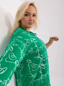 Green loose blouse in a larger size with drawstrings