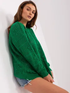 Green openwork summer sweater with long sleeves