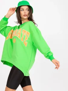 Green-orange hoodie with print