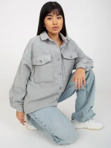 Grey warm lady's shirt with pockets #5188581
