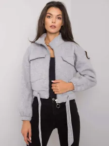 Grey women's sweatshirt with zip closure