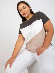 Khaki-beige classic cotton t-shirt larger size