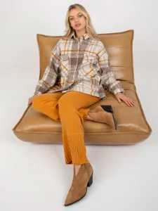 Lady's beige plaid shirt with buttons #5296043