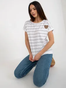 Lady's white-brown striped blouse with patch