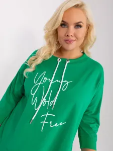 Large green blouse with a round neckline
