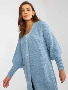 Light blue long cardigan with pockets OH BELLA