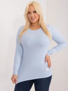 Light blue monochrome plus size blouse with applique