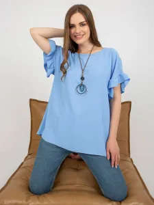 Light blue oversize blouse with ruffles