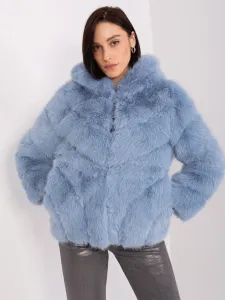 Light blue transitional jacket with eco fur
