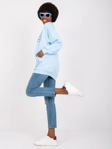 Light blue women's sweatshirt with Poppy inscription #4975784